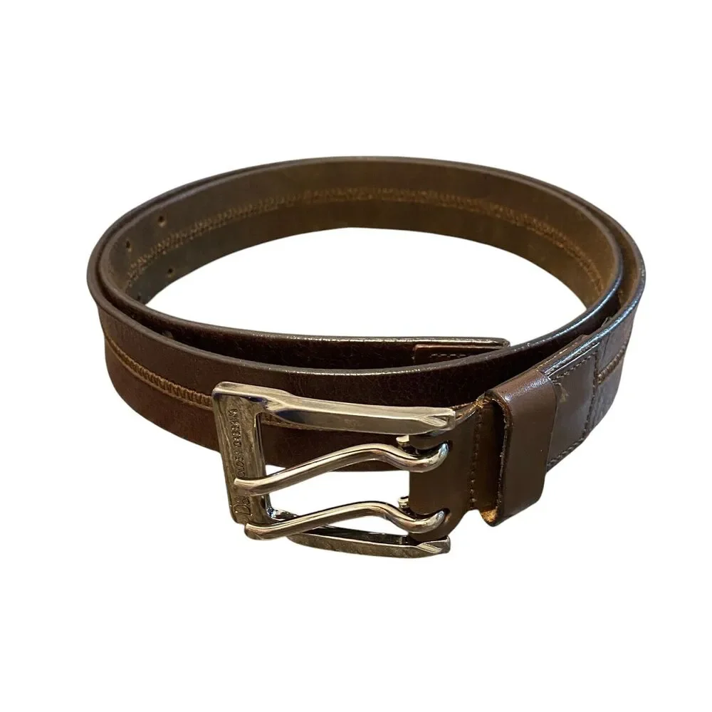 DOLCE &‎ GABBANA Italy Brown Leather Men’s Belt Double Holes